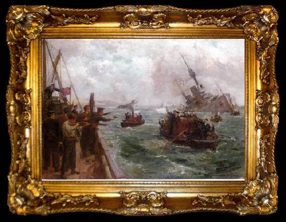 framed  unknow artist Seascape, boats, ships and warships. 02, ta009-2